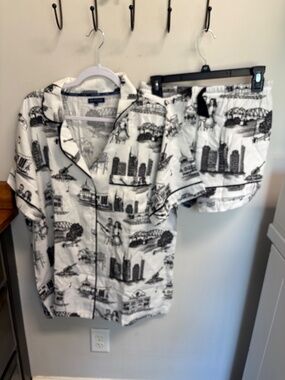 Katie Kime Classic Black & White Printed Short Pajama Set - Women's